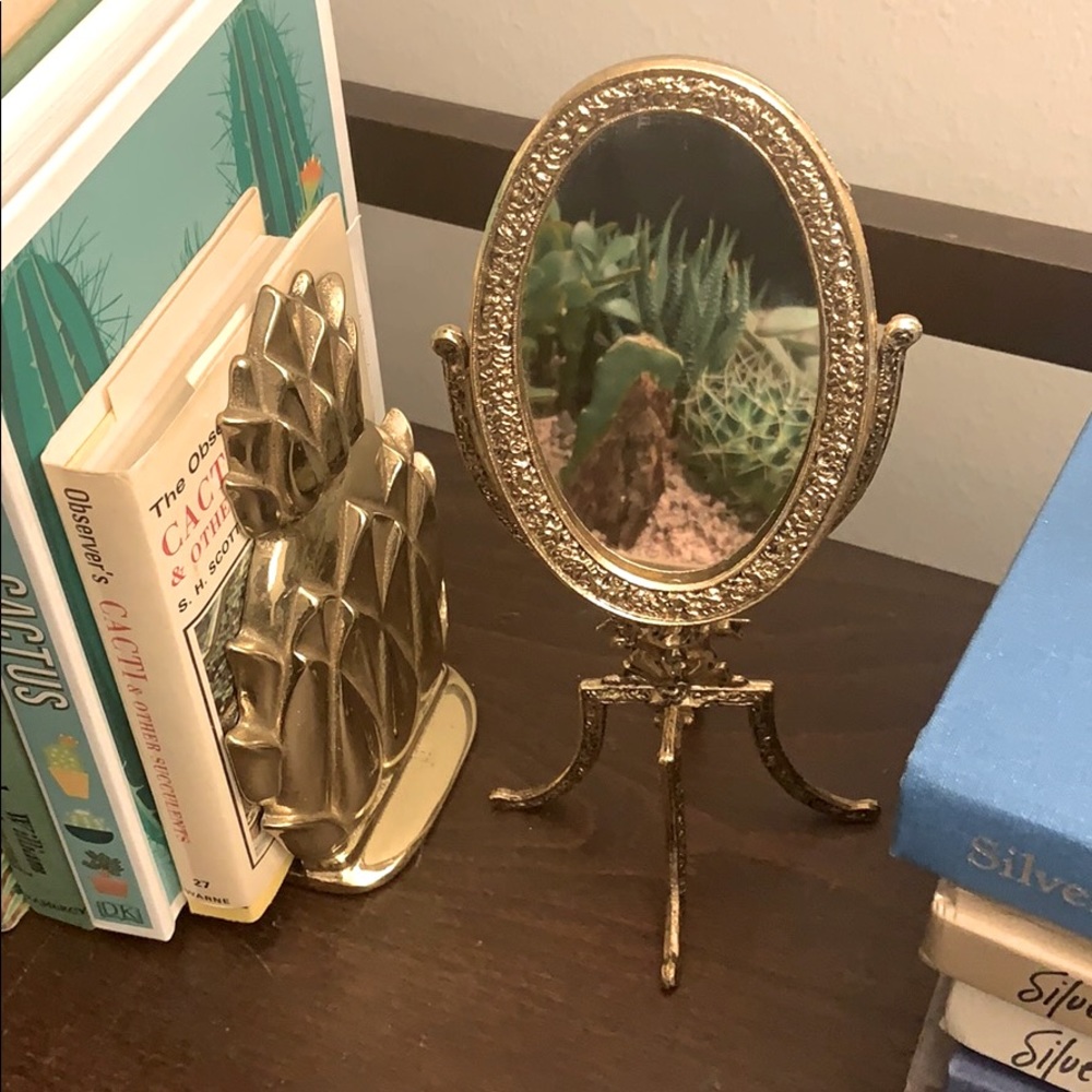 Mini gold vintage swivel mirror